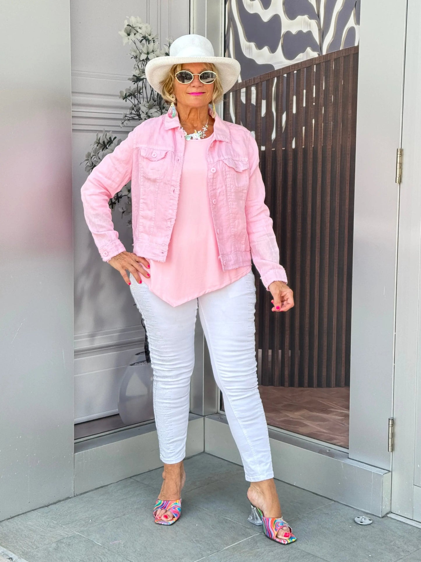 LULU B  CLEAR PINK LINEN JACKET