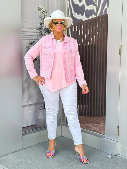 LULU B  CLEAR PINK LINEN JACKET