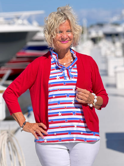 LULU B STARS STARS SLEEVELESS RUFFLE TOP