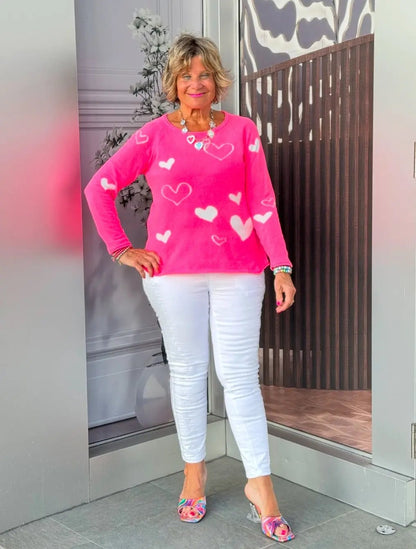 HOT PINK HEART SWEATER