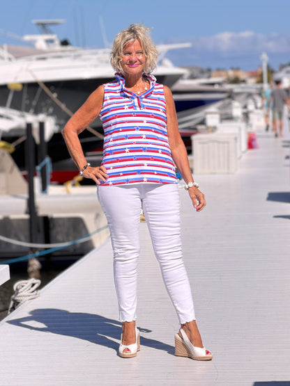 LULU B STARS STARS SLEEVELESS RUFFLE TOP