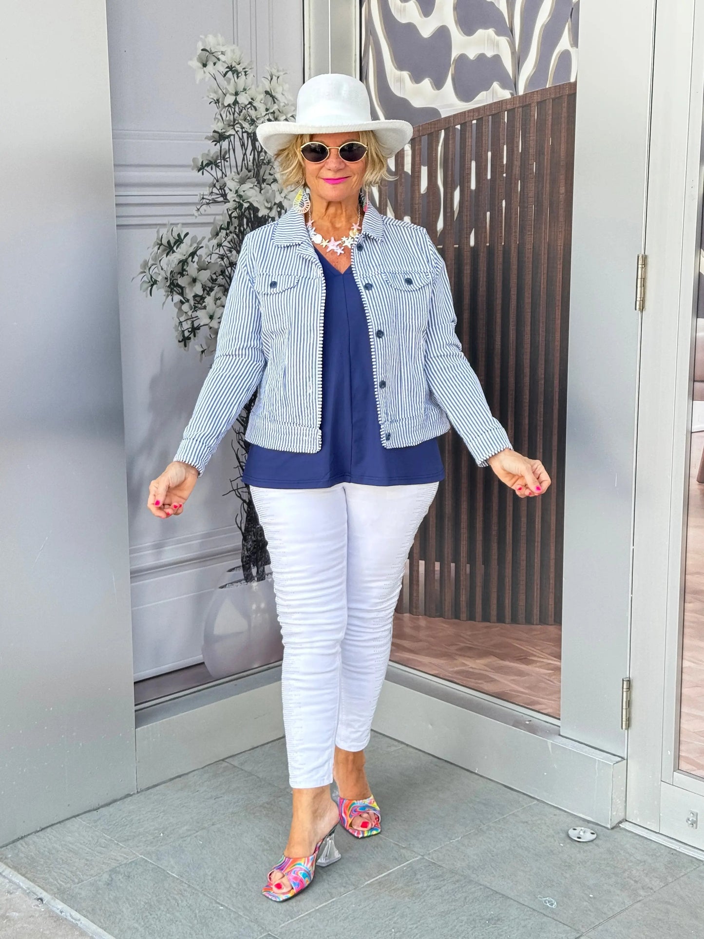 LULU B  NAVY SEERSUCKER JACKET