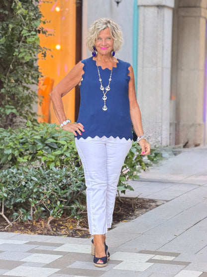 FRENCH RIVIERA NAVY SCALLOP TANK