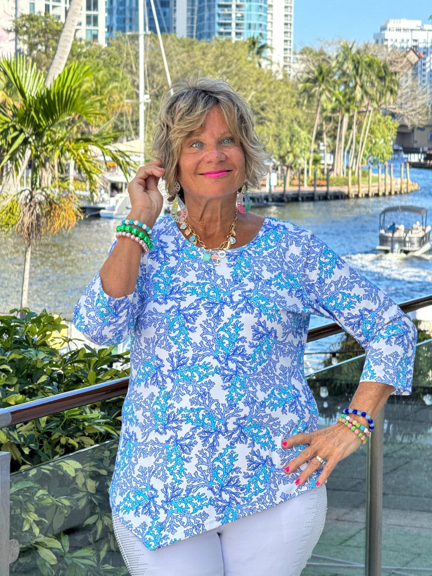 LULU B CORAL BREEZE ASYMMETRIC TOP