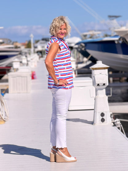 LULU B STARS STARS SLEEVELESS RUFFLE TOP