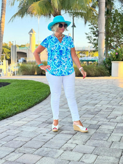 BLUE DREAMING SHORT SLEEVE TOP