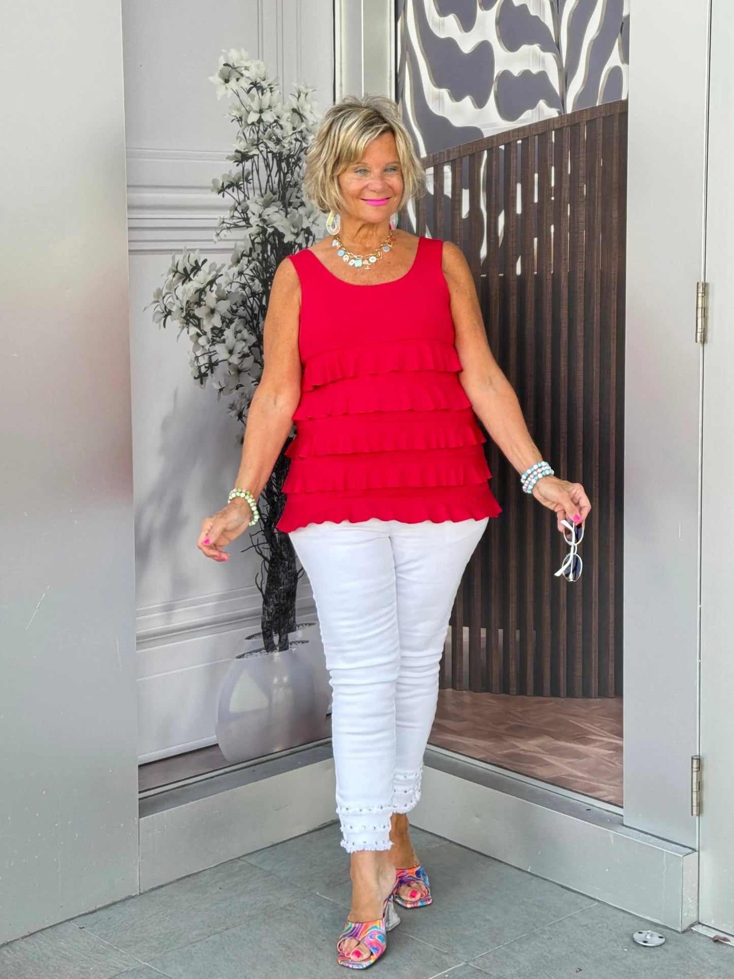 LULU-B CRIMSON RED CHA CHA TANK
