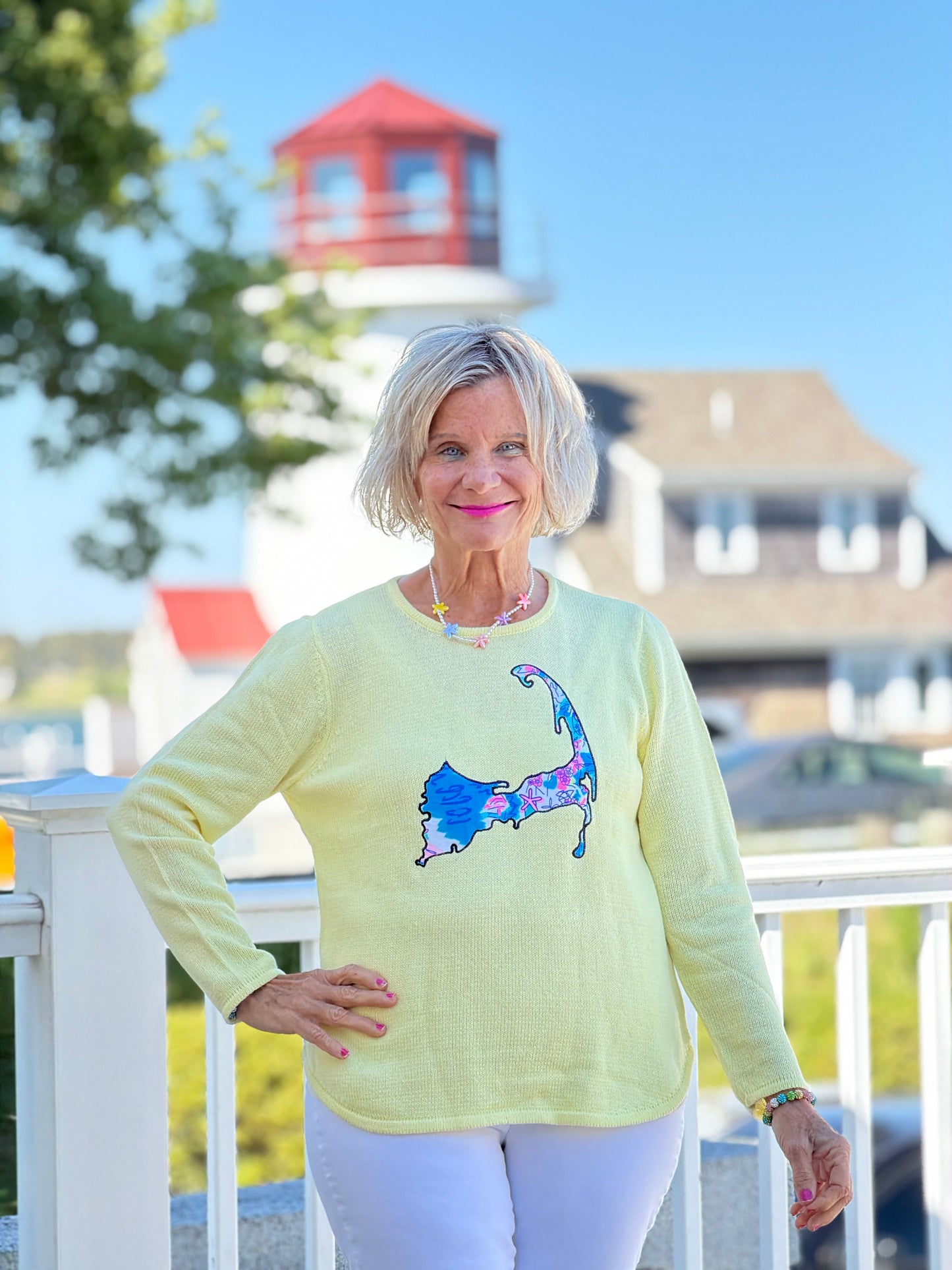 BEACH CLUB YELLOW CAPE COD MAP SWEATER