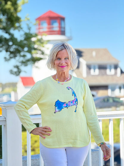 BEACH CLUB YELLOW CAPE COD MAP SWEATER