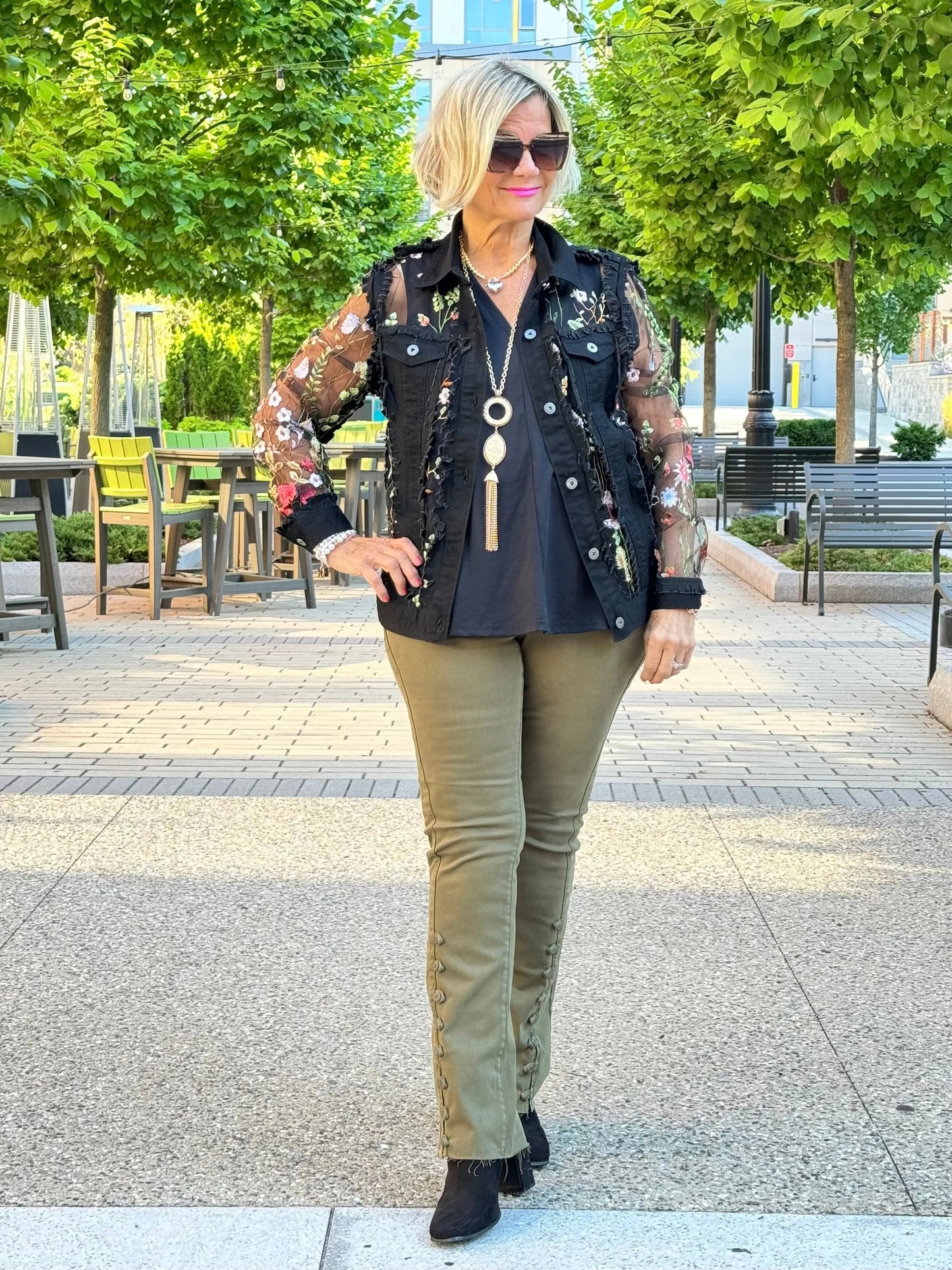 Ethyl The Long  Olive Lean Flair Jean - Elevated