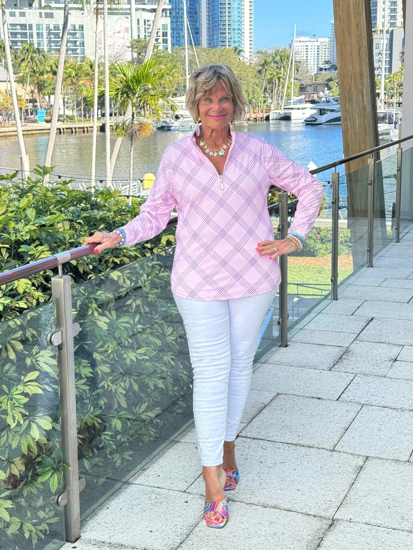 LULU B PINK CHIC ZIPPER TOP