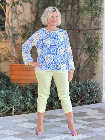 Azure Hexagon Crochet Sweater