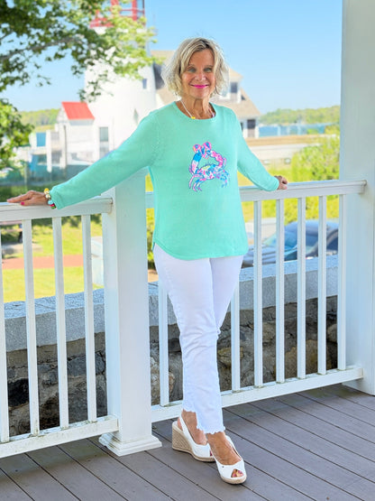 BEACH CLUB SEAFOAM CRAB SWEATER