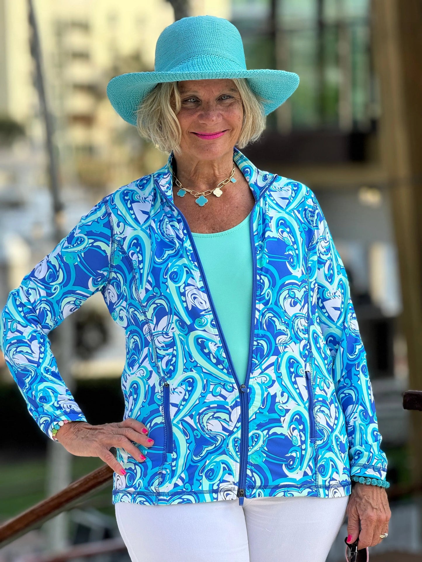 BLUE DREAMING HEARTS FULL ZIPPER