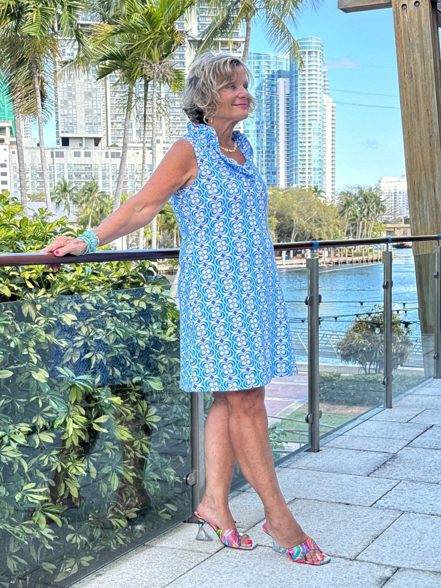 LULU B COASTAL BLOOM RUFFLE DRESS