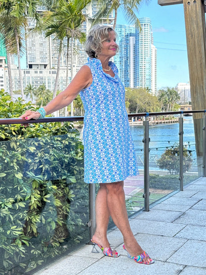 LULU B COASTAL BLOOM RUFFLE DRESS