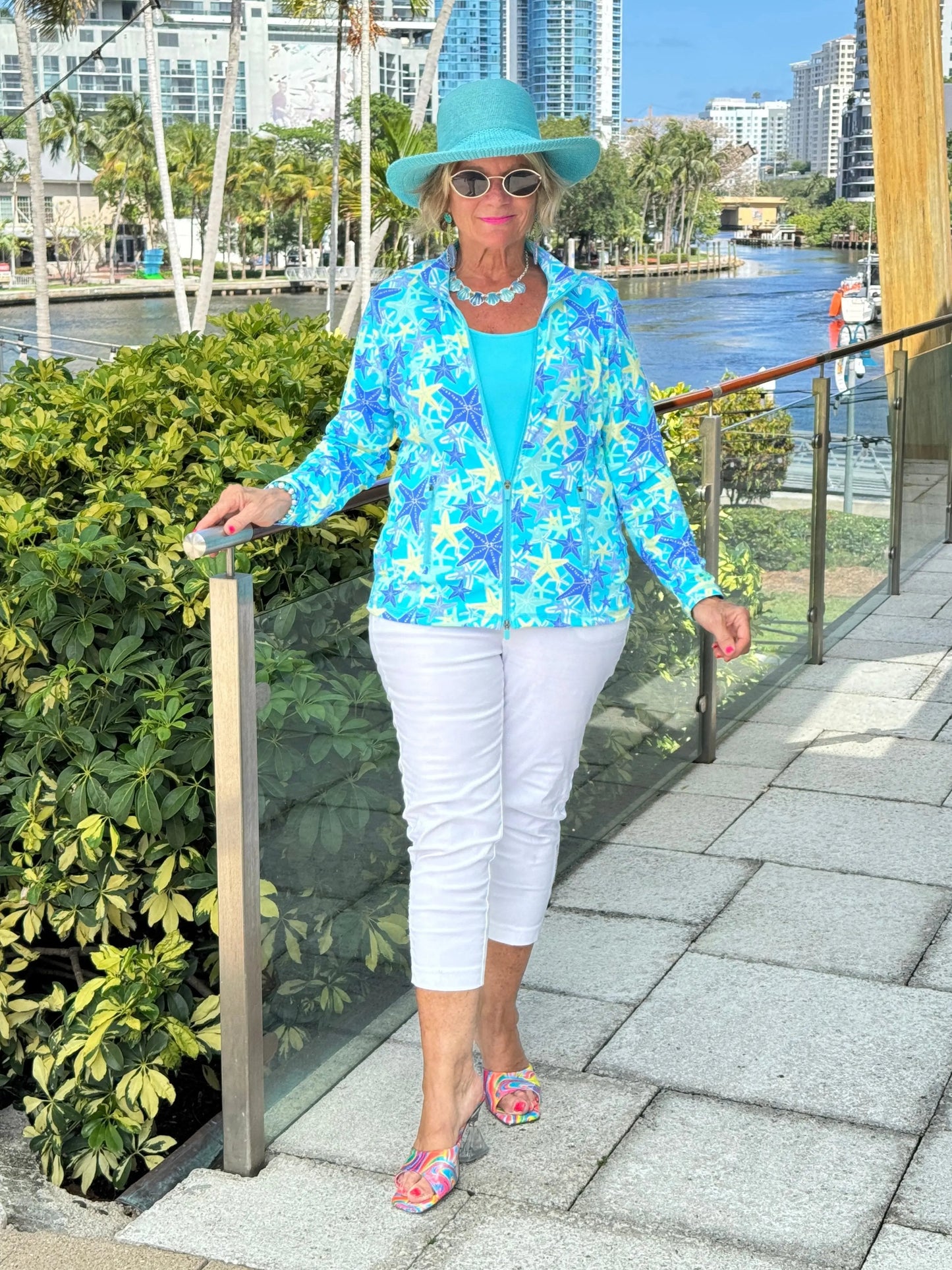 LULU B STARFISH SPLASH FULL ZIPPER JACKET