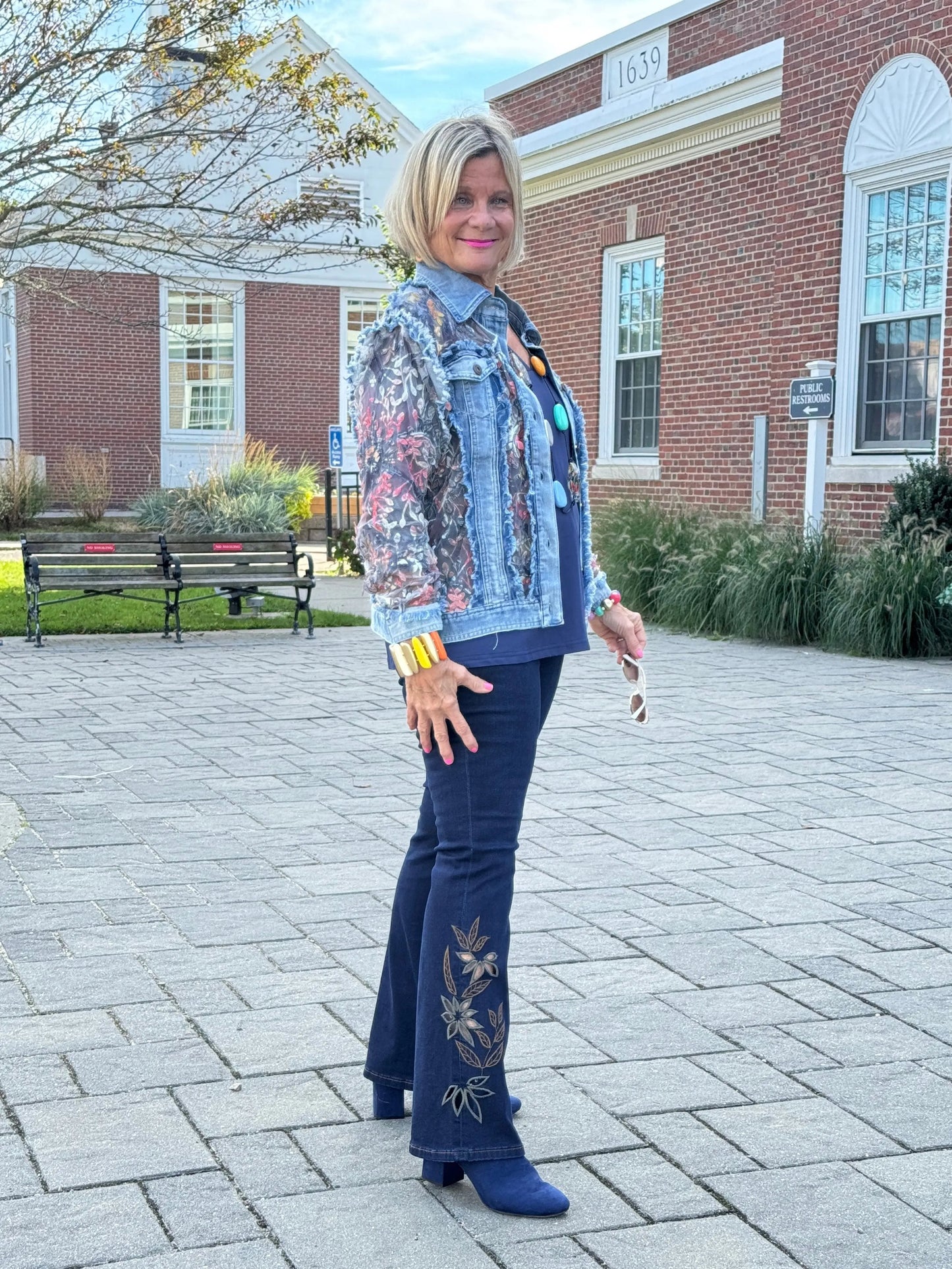 Ethyl Denim & Floral Insert Coat - Virtue