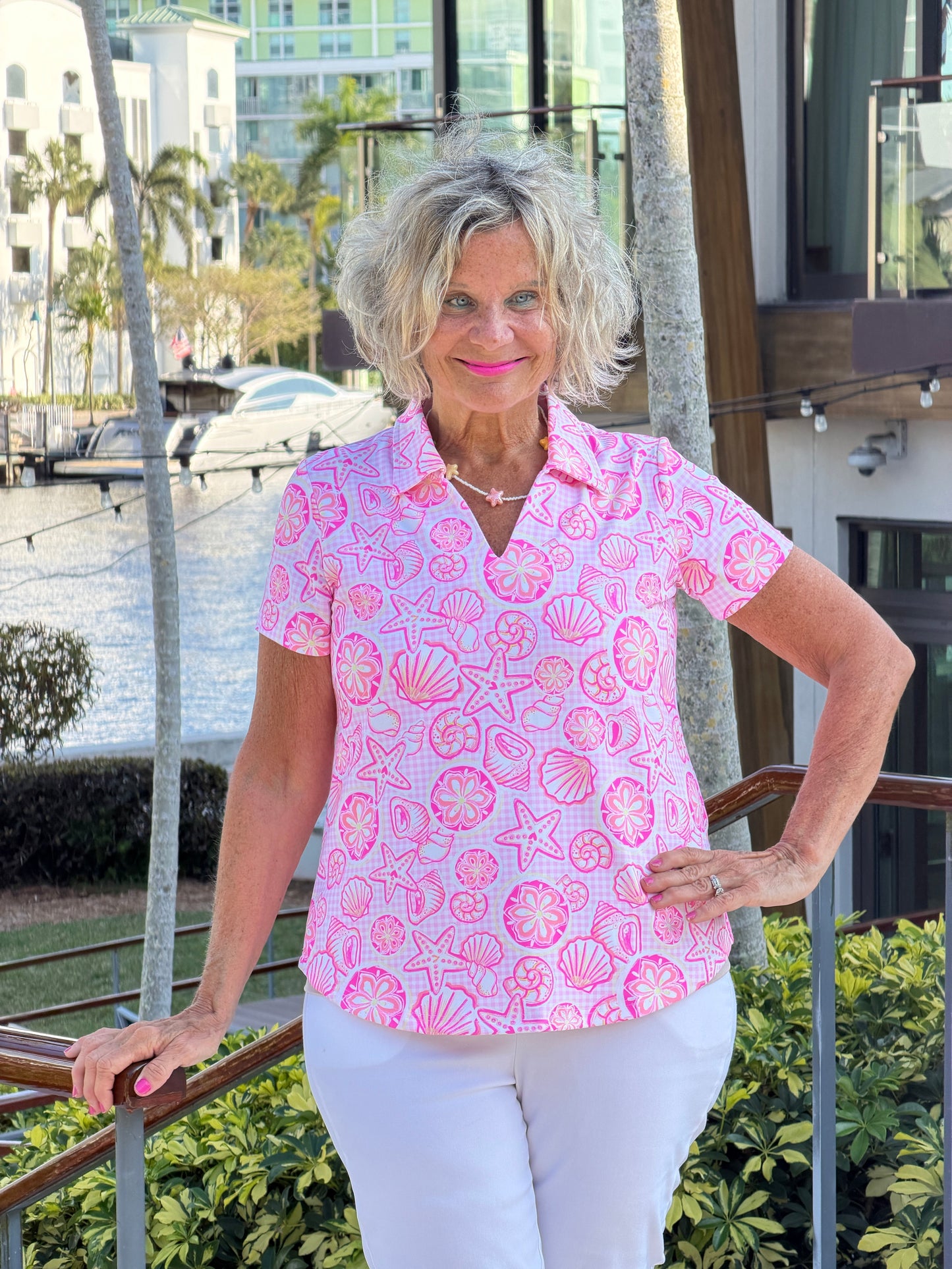 LULU B STARFISH HARBOR COLLAR SHORT SLEEVE