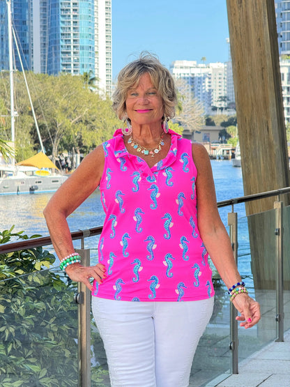 LULU B SEAHORSE BAY SLEEVELESS RUFFLE TOP