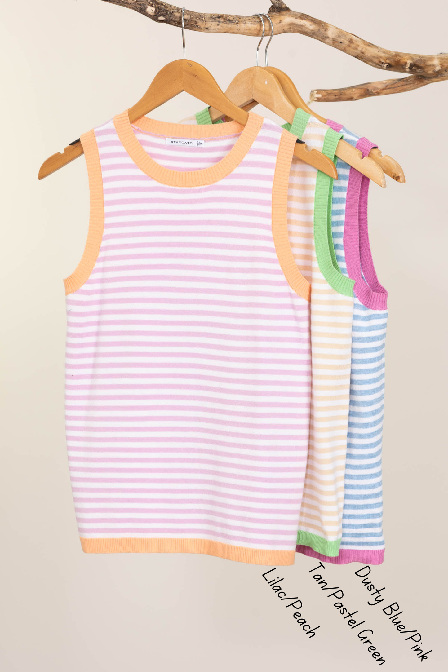 Color Contrasted Striped Knit Sweater Tanks