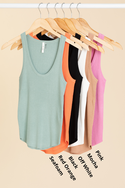 Classic Ribbed Scoop Neckline Knit Tank