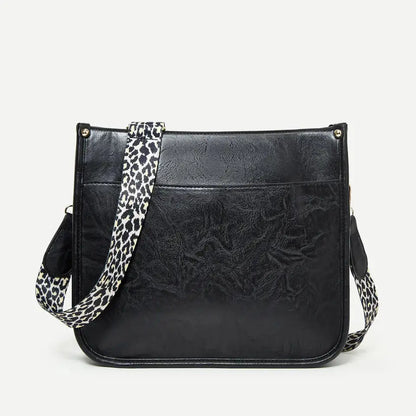 BLACK LEOPARD CROSS BODY BAG