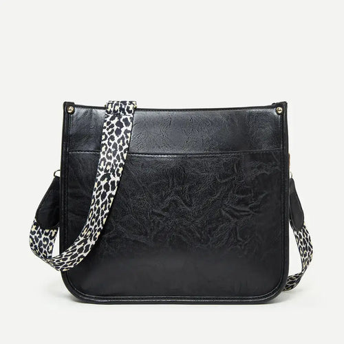 BLACK LEOPARD CROSS BODY BAG