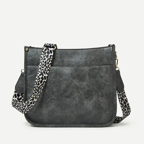 GRAY LEOPARD CROSS BODY BAG