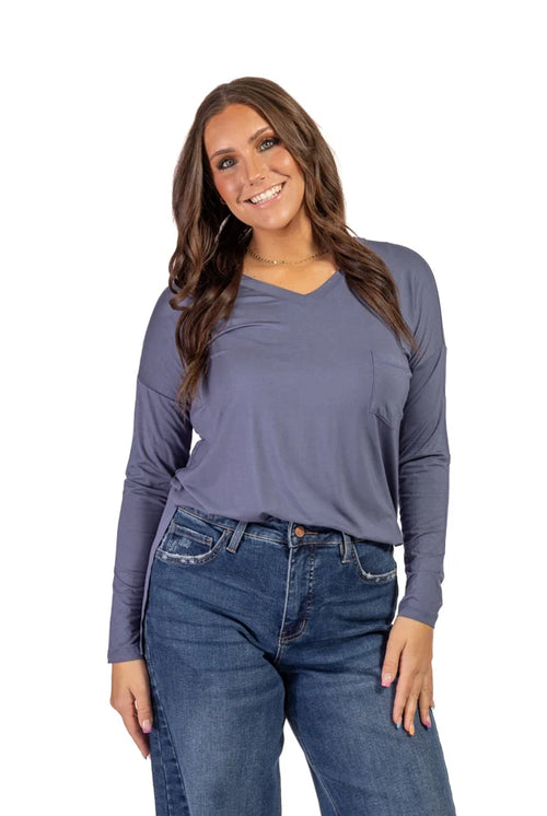 Women's Long Sleeve V-Neck Top