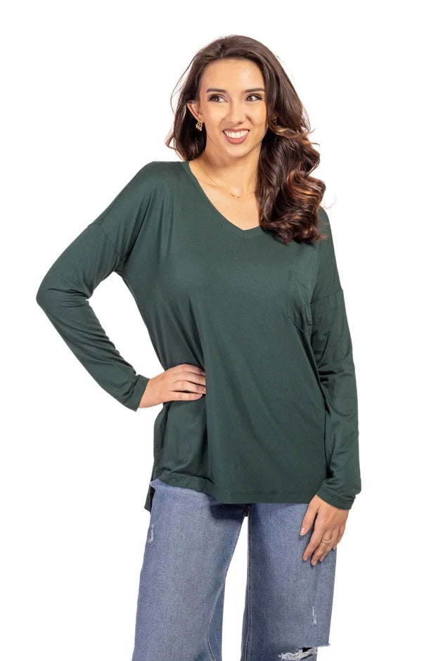 Women's Long Sleeve V-Neck Top