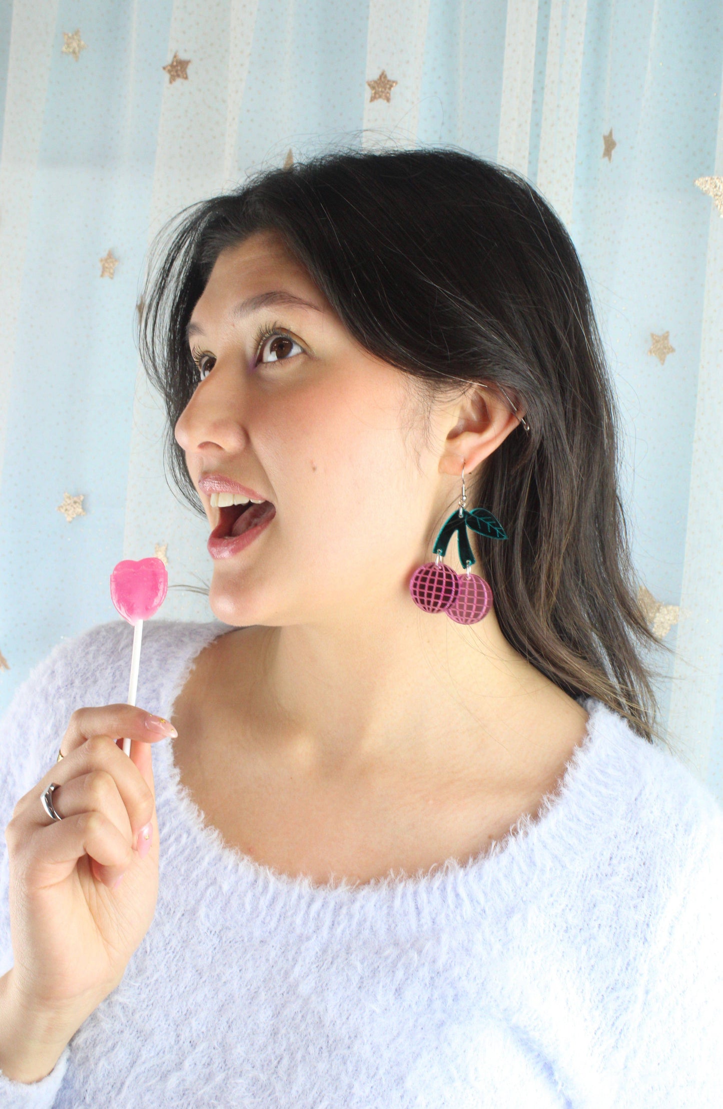 Pink Disco Cherry Earrings