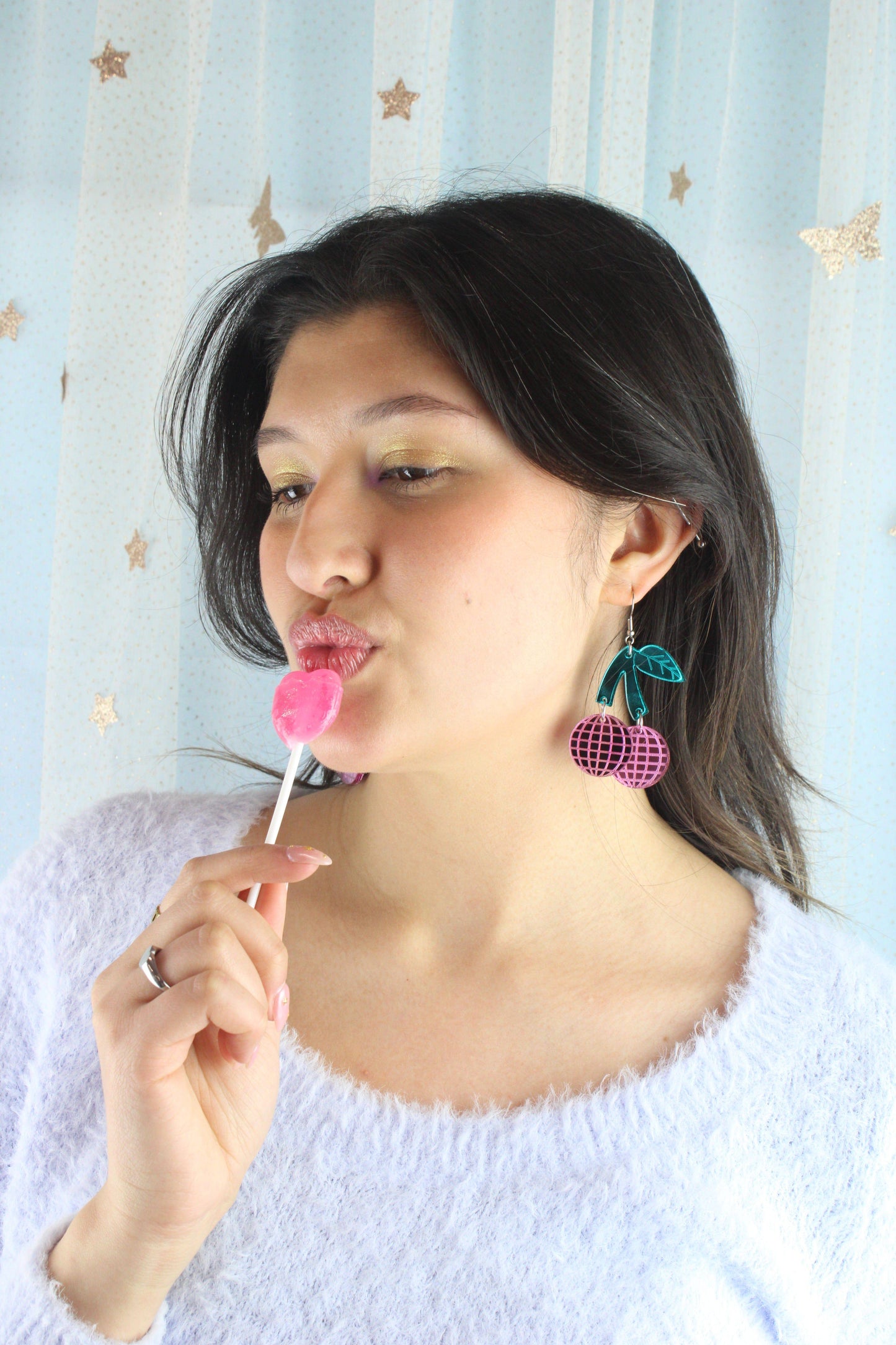 Pink Disco Cherry Earrings