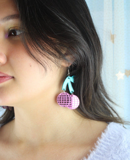 Pink Disco Cherry Earrings