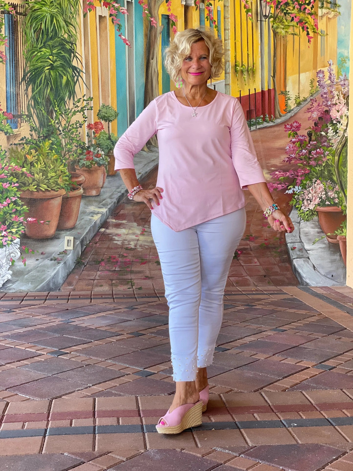 FROSTED PINK ASYMMETRIC TOP