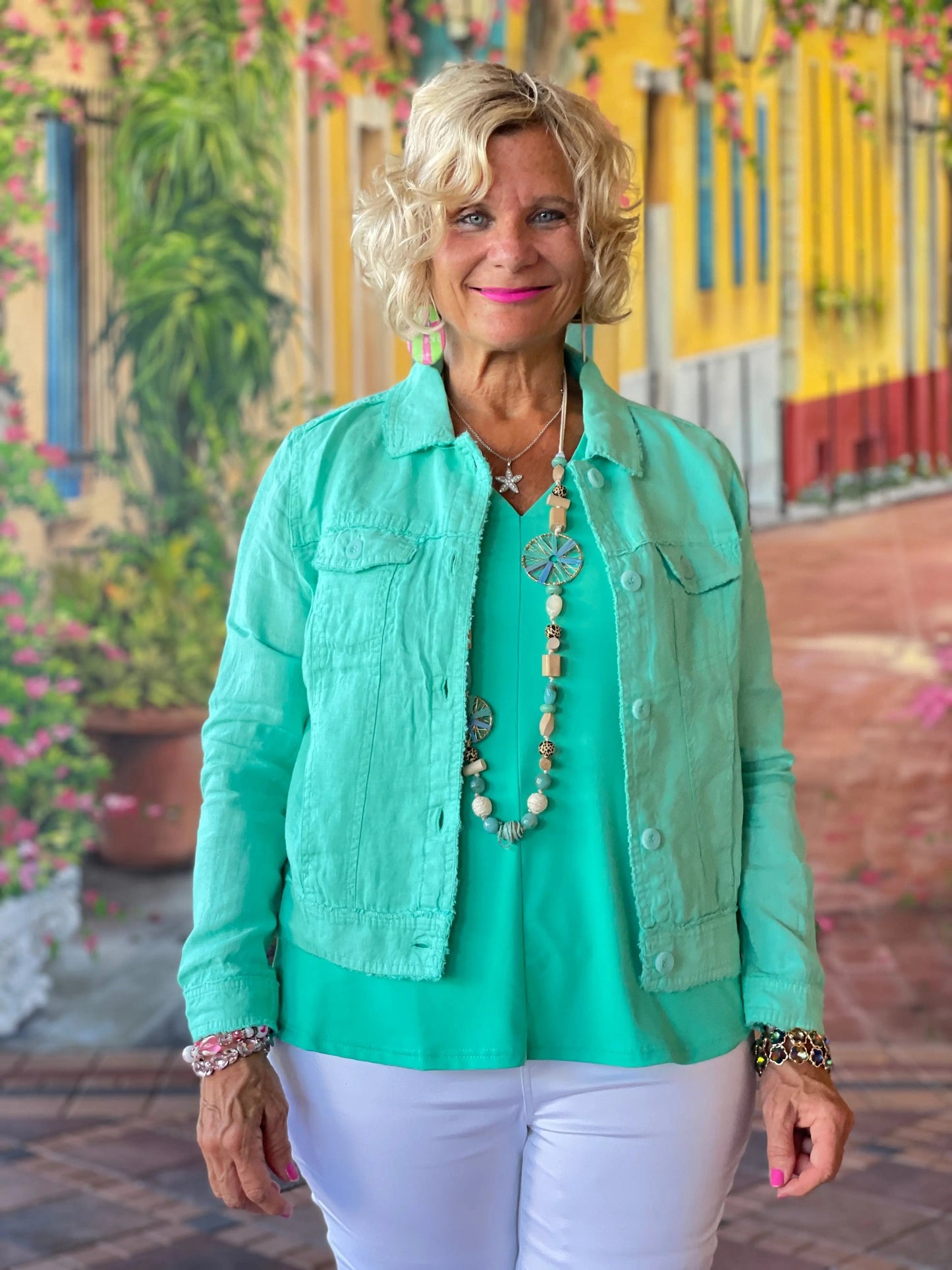 LULU B MINT LINEN JACKET
