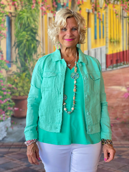 LULU B MINT LINEN JACKET