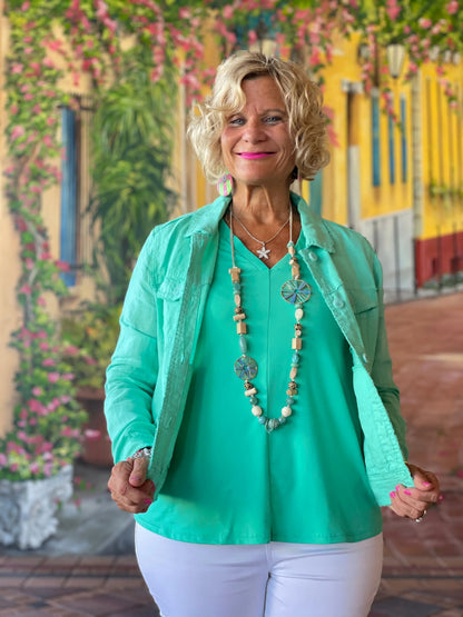 LULU B MINT LINEN JACKET