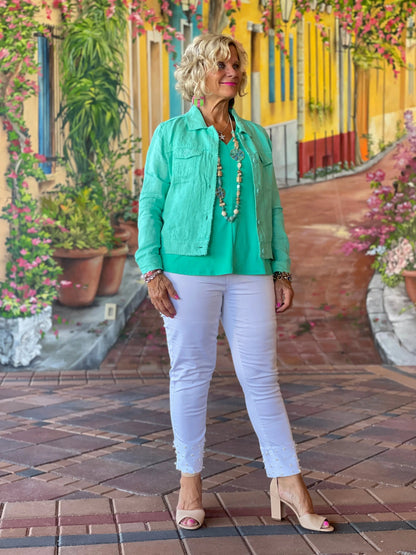 LULU B MINT LINEN JACKET