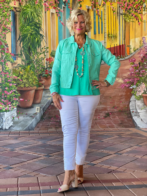 LULU B MINT LINEN JACKET