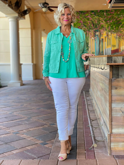 LULU B MINT LINEN JACKET