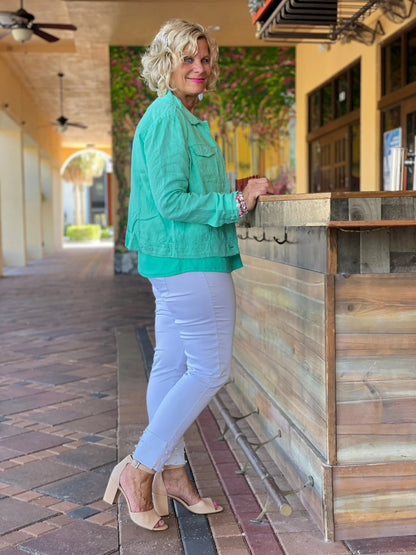 LULU B MINT LINEN JACKET