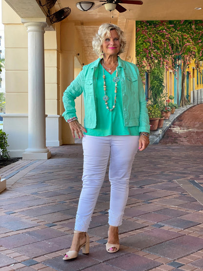 LULU B MINT LINEN JACKET