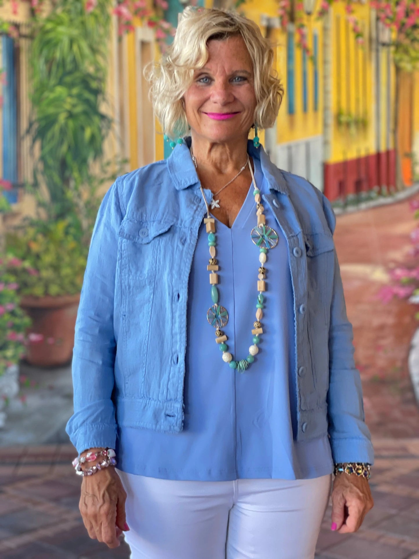 LULU B  NEW BLU LINEN JACKET