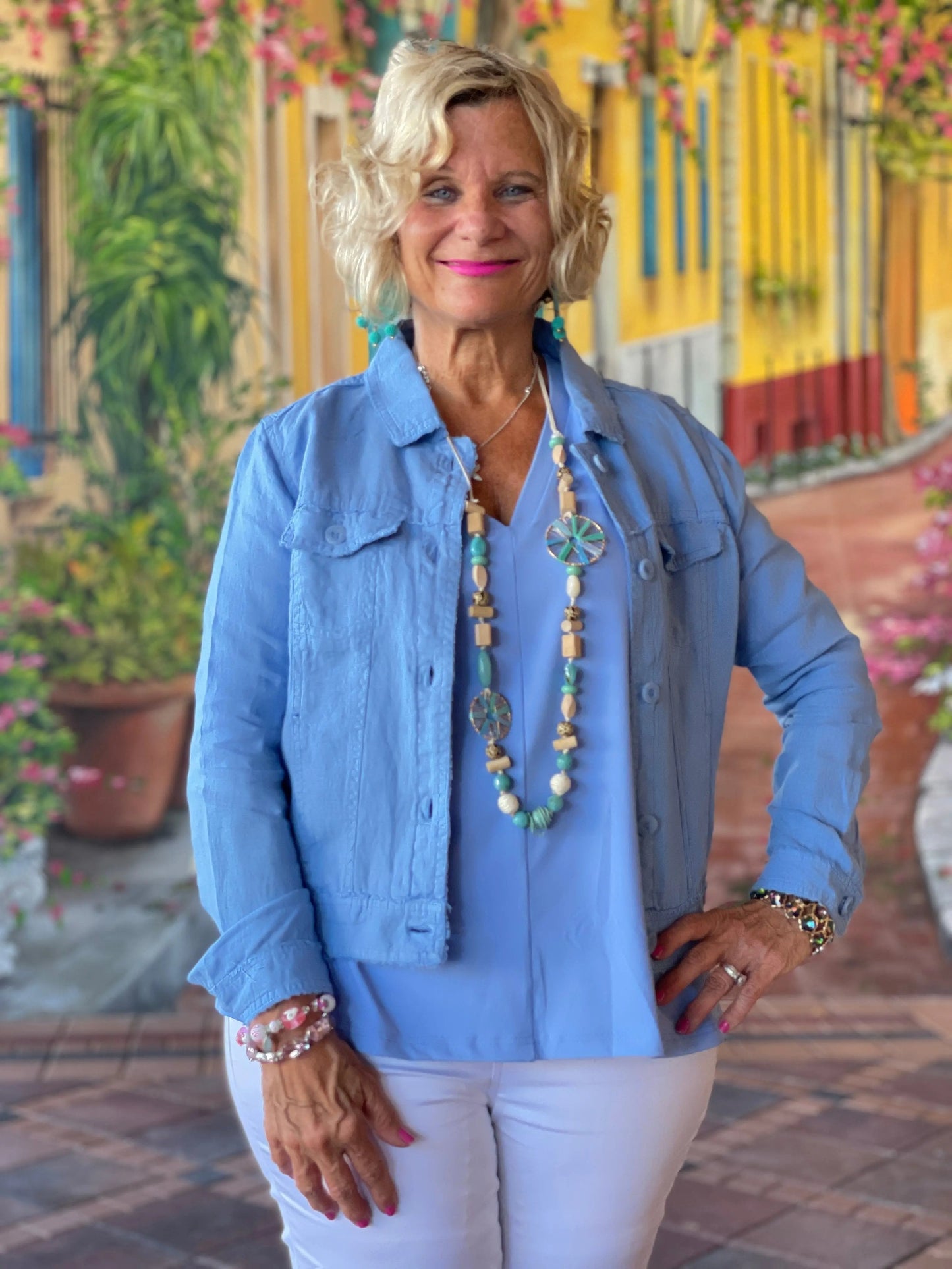 LULU B  NEW BLU LINEN JACKET