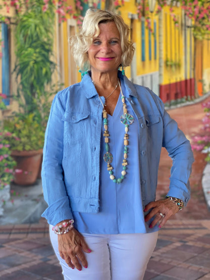 LULU B  NEW BLU LINEN JACKET
