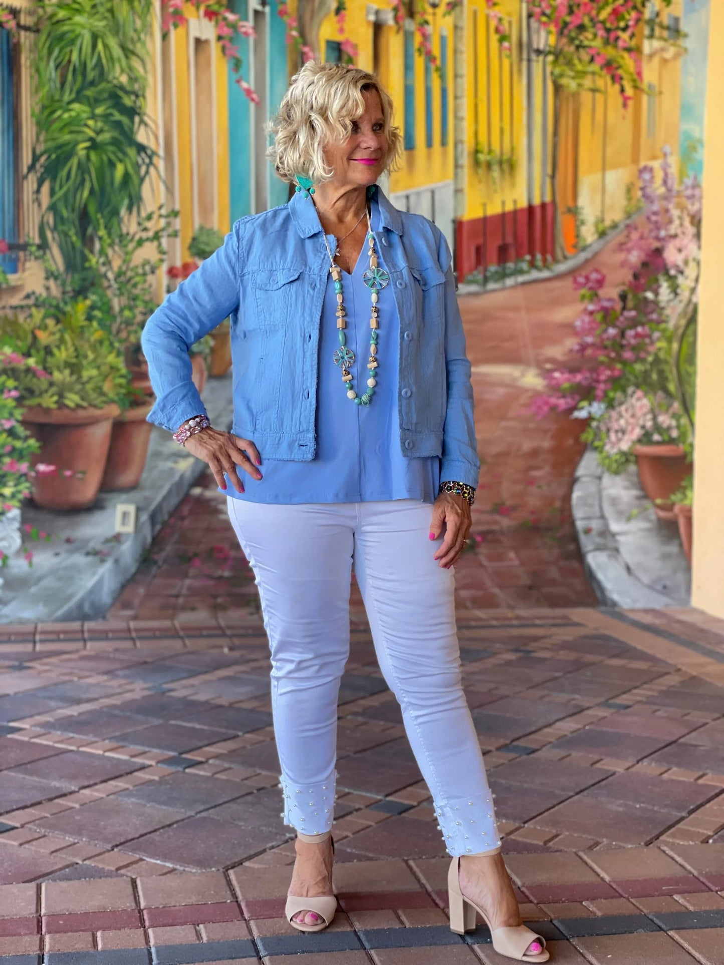 LULU B  NEW BLU LINEN JACKET