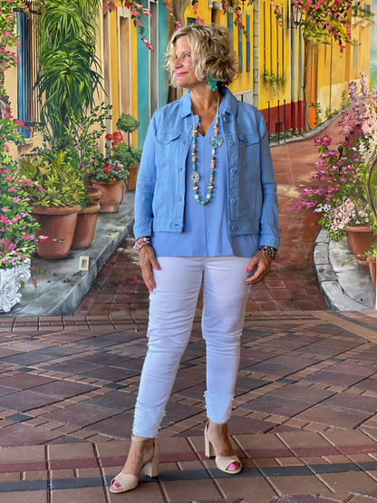 LULU B  NEW BLU LINEN JACKET
