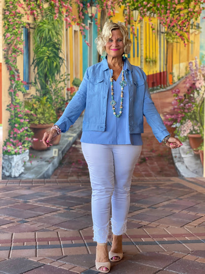 LULU B  NEW BLU LINEN JACKET