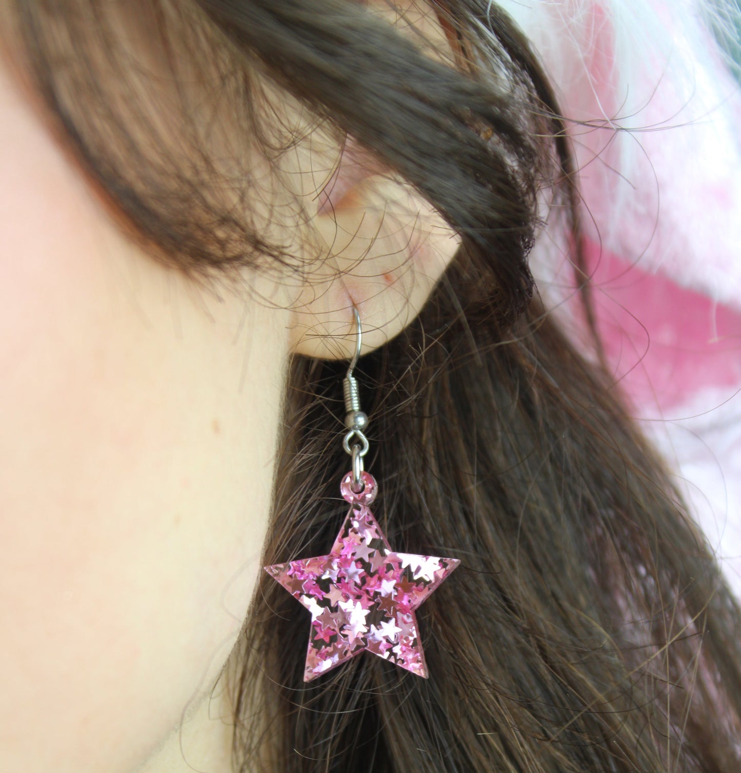 Pink Stellar Confetti Star Earrings